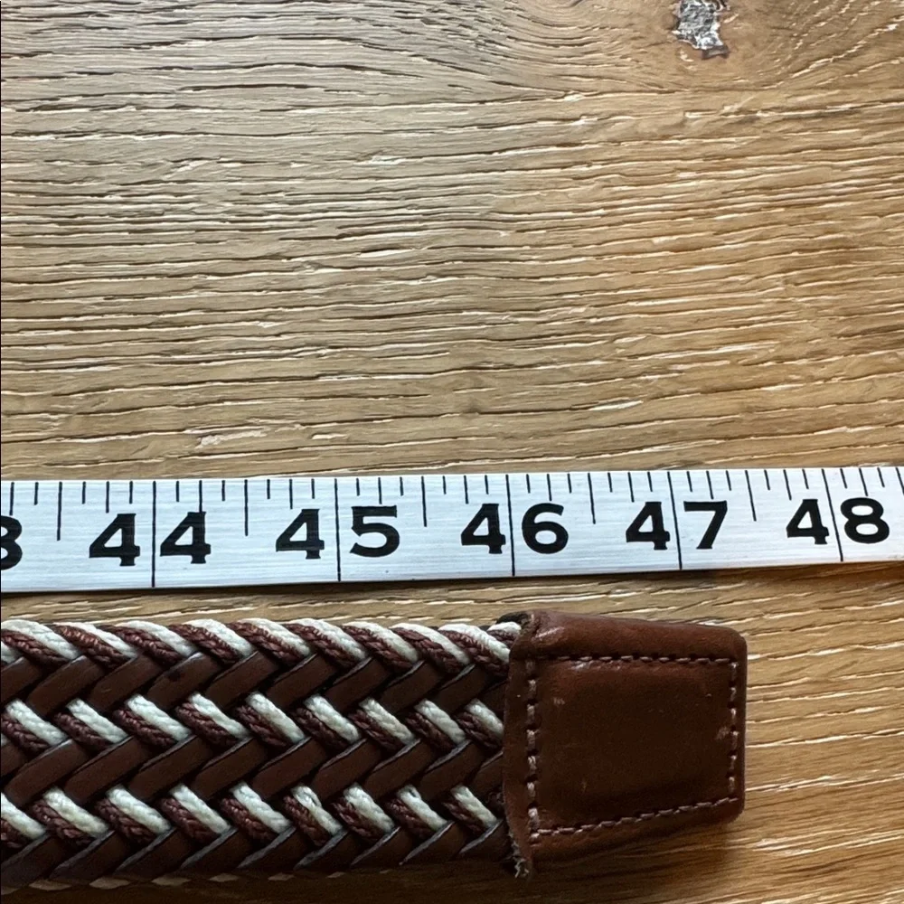 Bonded Cord Argentina Brown Leather Braided Belt Mens 40 Gold buckle Preppy